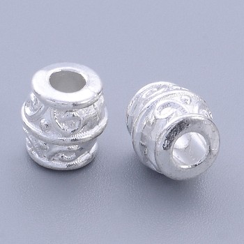 Tibetan Style Alloy Beads, Lead Free & Cadmium Free, Barrel, Silver Color Plated, about 8mm wide, 8mm thick, hole: 3.2mm