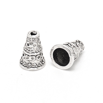 Tibetan Style Alloy Bead Cones, Pagoda, Antique Silver, 10x7mm, Hole: 1.8mm