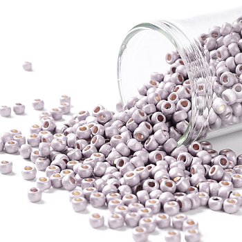 TOHO Round Seed Beads, Japanese Seed Beads, (PF554F) PermaFinish Lavender Metallic Matte, 8/0, 3mm, Hole: 1mm, about 222pcs/bottle, 10g/bottle