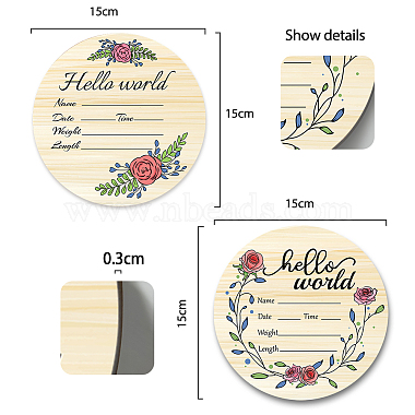 2Pcs 2 Style Single-face Printed Wooden Baby Photo Props(DJEW-WH0600-004)-2