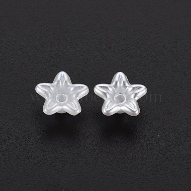 Blume ABS Kunststoff Imitation Perle Perlenkappen(OACR-T006-40B)-3