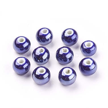 10mm DarkBlue Round Porcelain Beads