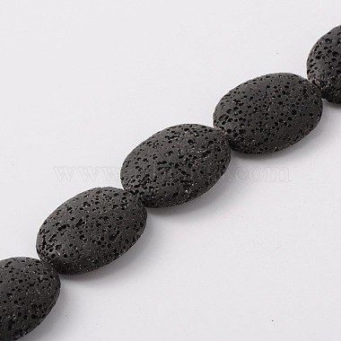 26mm Black Oval Lava Beads