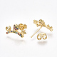 Brass Micro Pave Cubic Zirconia(Random Mixed Color) Ear Studs(EJEW-S201-91)-2