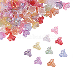Plated AB Acrylic Beads Cap, Flower/Leaf, Mixed Color, 13x13.5x10mm, Hole: 2mm(PACR-CJ0001-14)