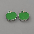 Alloy Slide Charms, with Enamel, Platinum, Apple, 12.5x13.5x4.5mm, Hole: 9x1.5mm(ENAM-WH0057-58A)