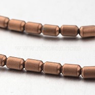 Electroplate Non-magnetic Synthetic Hematite Bead Strands, Frosted, Column, Copper Plated, 4x2mm, Hole: 1mm, about 112pcs/strand, 15.7 inch(G-F300-39-F08)