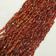 Millefiori Glass Beads Strands, Chip, Dark Red, 2~7x3~7mm, Hole: 0.2mm, 34.13 inches(GLAA-F050-04)