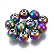 Rack Plating Rainbow Color 304 Stainless Steel Beads, Cadmium Free & Nickel Free & Lead Free, Round, 8x6.5mm, Hole: 1.8mm(STAS-S119-081D-01)