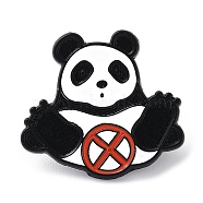 Panda Enamel Pin, Black Tone Alloy Brooch for Backpack Clothes, Red, 26x28.5x1.5mm(JEWB-A019-01E)