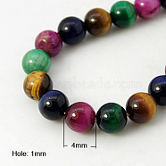 Natural Tiger Eye Beads Strands, Round, Mixed Color, 4mm, hole: 1mm, about 46pcs/strand, 7.8(G-G101-4mm-6)