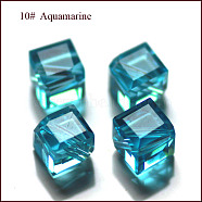 Imitation Austrian Crystal Beads, Grade AAA, Faceted, Cube, Deep Sky Blue, 7x8.5x8.5mm, Hole: 0.9~1mm(SWAR-F069-6x6mm-10)