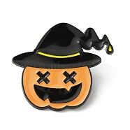 Halloween Alloy Enamel Brooch for Backpack Clothing, Pumpkin, 28x32x2mm(JEWB-D015-01B-EB)