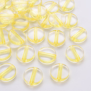 Transparent Acrylic Beads, Flat Round, Gold, 16x5mm, Hole: 2.8mm, about 480pcs/500g(TACR-S154-09A-81)