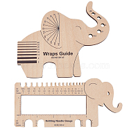 1 Set Elephant Shape  Wooden Knitting Needle Gauge & Yarn Wrap Guide Board, Wheat, 77~128x150~168x5mm, 2pcs/set(DIY-BC0006-94)