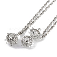 Brass Pendant Necklaces, Iron Rolo Chains, Round, Platinum, 32.36 inch(822mm)(NJEW-G089-15D-P)