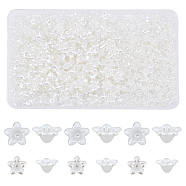 600Pcs 2 Style Flower ABS Plastic Imitation Pearl Bead Caps, 5-Petal, Creamy White, 8.5~13.5x9~13.5x5~7mm, Hole: 1.2mm, 300pcs/style(OACR-FH0001-032)