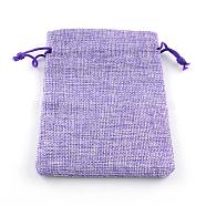 Polyester Imitation Burlap Packing Pouches Drawstring Bags, for Christmas, Wedding Party and DIY Craft Packing, Medium Purple, 14x10cm(ABAG-R005-14x10-03)