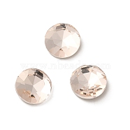 Glass Rhinestone Cabochons, Point Back & Back Plated, Faceted, Flat Round, Light Peach, 8x3mm(RGLA-P037-10B-D261)