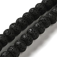 Natural Lava Rock Dyed Beads Strands, Rondelle, Black, 8x5~6mm, Hole: 1.6mm, about 65~66pcs/strand, 15.75''(40~40.5cm)(G-Z036-B01-18)