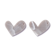 Opaque Acrylic Pendants, Heart, Dark Gray, 21x25x2mm, Hole: 1.5mm(SACR-P011-04B)