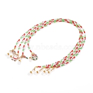 Christmas Theme, Kids Eyeglasses Chains, Neck Strap for Eyeglasses, with Acrylic Beads, Alloy Enamel Pendants and Rubber Loop Ends, Golden, Mixed Color, 21.06 inch(53.5cm)(AJEW-EH00344)