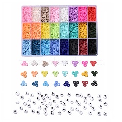 DIY Beads Jewelry Kits, Including Disc/Flat Round Handmade Polymer Clay Beads, Heishi Beads, Flat Round Acrylic Beads, Mixed Color, 4x1mm, Hole: 1mm, 240g(DIY-JQ0001-06-4mm)