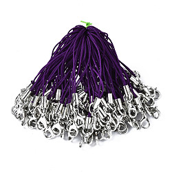 Polyester Cord Mobile Straps, with Platinum Plated Alloy Findings, Purple, 70mm(MOBA-R002-19)