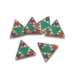 Printed Iron Pendants, Triangle, Light Gold, Colorful, 19.5x22x0.5mm, Hole: 1.6mm(IFIN-L028-D01)