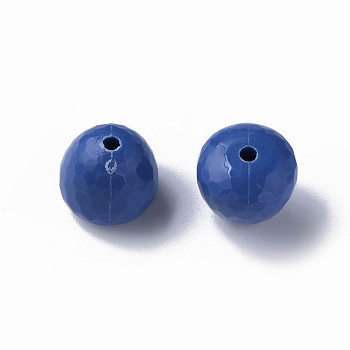 Opaque Acrylic Beads, Faceted, Teardrop, Royal Blue, 15x14.5mm, Hole: 2mm, about 243pcs/500g