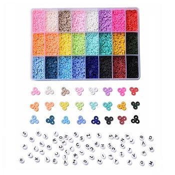 DIY Beads Jewelry Kits, Including Disc/Flat Round Handmade Polymer Clay Beads, Heishi Beads, Flat Round Acrylic Beads, Mixed Color, 4x1mm, Hole: 1mm, 240g
