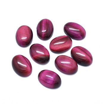 Natural Tiger Eye Cabochons, Dyed & Heated, Oval, Camellia, 17.5~18x13x5.5mm