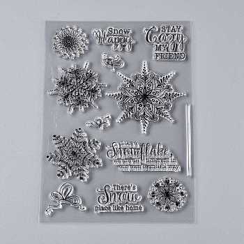 Plastic Stamps, for DIY Scrapbooking, Photo Album Decorative, Cards Making, Stamp Sheets, Snowflake Pattern, 180x130~145x3mm
