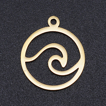 201 Stainless Steel Laser Cut Pendants, Flat Round with Auspicious Cloud, Golden, 18.5x15.5x1mm, Hole: 1.4mm