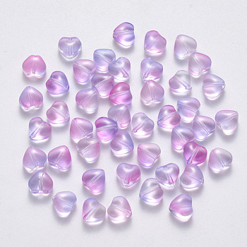 Imitation Jade Glass Beads, Heart, Violet, 6x6x4mm, Hole: 0.7mm