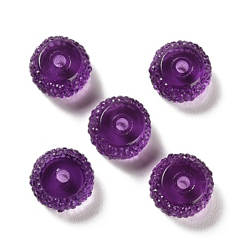 Transparent Resin Beads, Textured Rondelle, Purple, 12x7mm, Hole: 2.5mm
