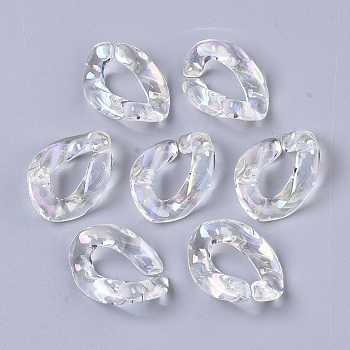 Transparent Acrylic Linking Rings, AB Color Plated, Quick Link Connectors, For Jewelry Curb Chains Making, Twist, Clear AB, 18.5x13.5x4mm, Inner Diameter: 5x10mm