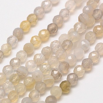 Natural Botswana Agate Beads Strands, Faceted Round, 3mm, Hole: 0.8mm, about 121pcs/strand, 15 inch(38cm)