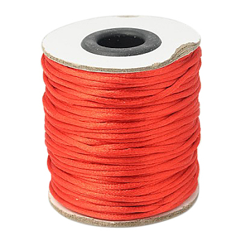 Nylon Cord, Satin Rattail Cord, for Beading Jewelry Making, Chinese Knotting, Red, 2mm, about 50yards/roll(150 feet/roll)