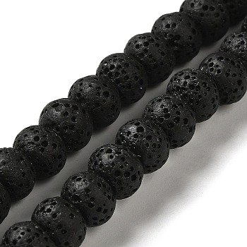 Natural Lava Rock Dyed Beads Strands, Rondelle, Black, 8x5~6mm, Hole: 1.6mm, about 65~66pcs/strand, 15.75''(40~40.5cm)