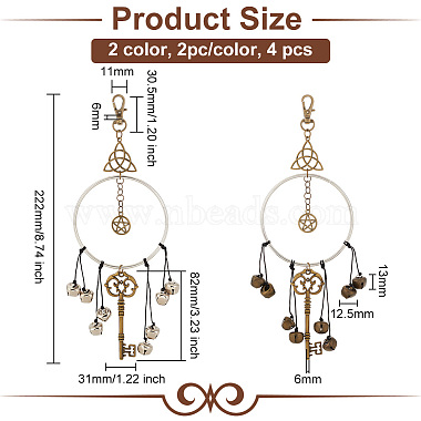 2piezas 2 decoraciones colgantes de campanas de bruja de hierro de color(KEYC-AB00024)-2