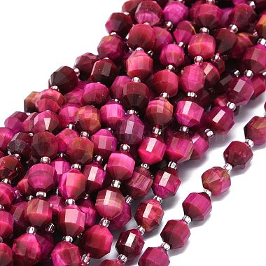Deep Pink Bicone Tiger Eye Beads