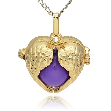 Golden BlueViolet Heart Brass Pendants