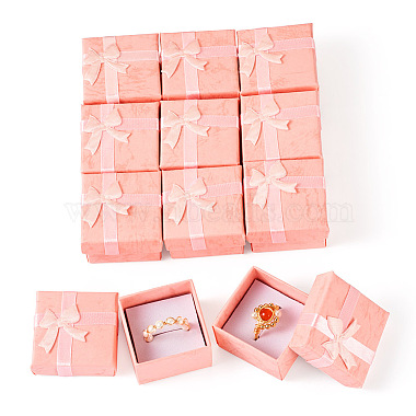 Pink Square Paper Ring Boxes