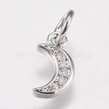 Platinum Clear Moon Brass+Cubic Zirconia Charms