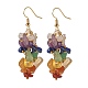 Reiki Natural Mixed Stone Chip Beads Dangle Earrings for Girl Women(X1-EJEW-JE04654)-1