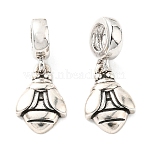 Brass European Dangle Charms, Large Hole Pendants, Lead Free & Cadmium Free, Insect Charm, Antique Silver, 20.5mm, Hole: 4mm(KK-M247-01AS)