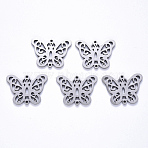 Tarnish Resistant 201 Stainless Steel Links Connectors, Laser Cut, Butterfly, Stainless Steel Color, 16.5x22x1.5mm, Hole: 1.2mm(STAS-S114-12)