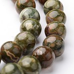 Round Natural Rhyolite Jasper Bead Strands, 8mm, hole: 1mm, about 47~48pcs/strand, 15 inch(G-J346-28-8mm)