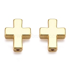 Tibetan Style Alloy Beads, Cadmium Free & Lead Free, Cross, Real 18K Gold Plated, 14.5x12x5mm, Hole: 1.6mm(TIBEB-A134914-G01)
